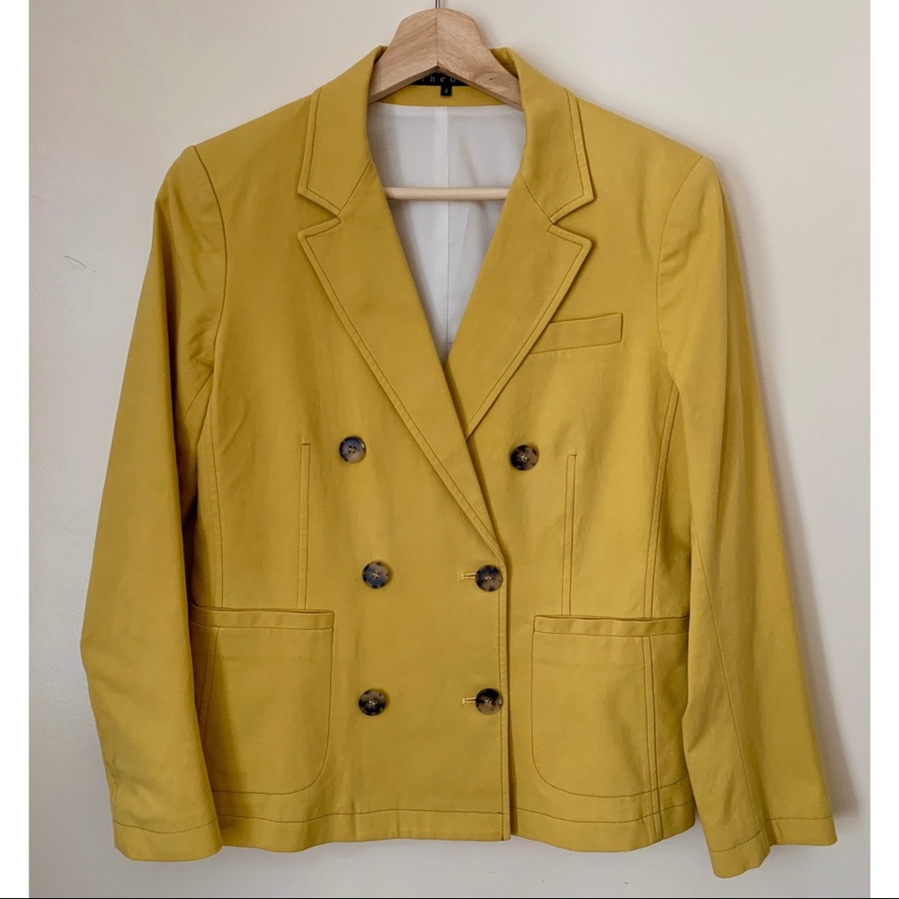 Theory • 6 • Yellow Double Breasted Blazer Cotton Twill